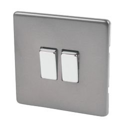 Varilight  10AX 2-Gang 2-Way Light Switch  Slate Grey