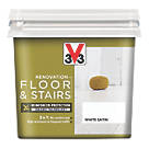 V33  Satin White Acrylic Floor & Stair Paint 750ml