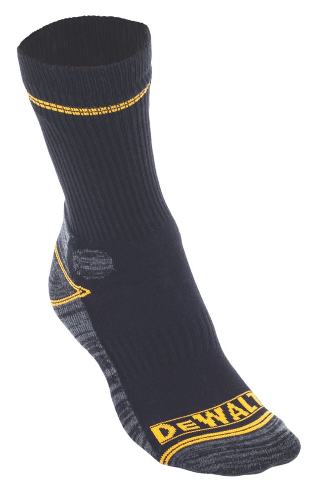 DeWalt Pro Comfort Work Socks Black / Grey / Yellow Size 712 1 Pair
