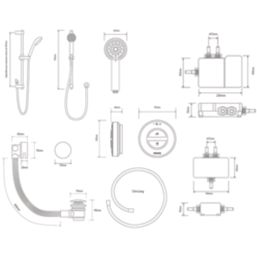 Aqualisa Smart Link HP/Combi Rear-Fed Chrome Thermostatic Shower with Bath Overflow Filler