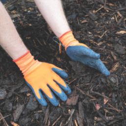 ClipGlove Landscaper   Polyester & Latex Gardening Gloves Navy / Orange Large