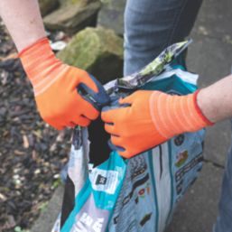 ClipGlove Landscaper   Polyester & Latex Gardening Gloves Navy / Orange Large