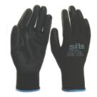 Site SWG420 PU Palm Gloves Black Large 10 Pack