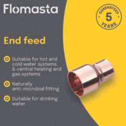 Flomasta  Copper End Feed Reducing Couplers 15mm x 10mm 10 Pack