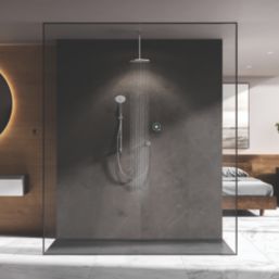 Aqualisa Optic Q Gravity-Pumped Rear-Fed Chrome Thermostatic Dual Outlet Smart Shower with Ceiling-Fixed Head