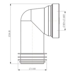 Flomasta  Rigid 90° Angled Pan Connector White 234.8mm