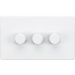 Knightsbridge  3-Gang 2-Way LED Intelligent Dimmer Switch  Matt White