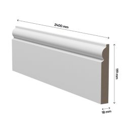 Essentials Primed MDF Torus Skirting Board 2400mm x 119mm x 18mm 4 Pack