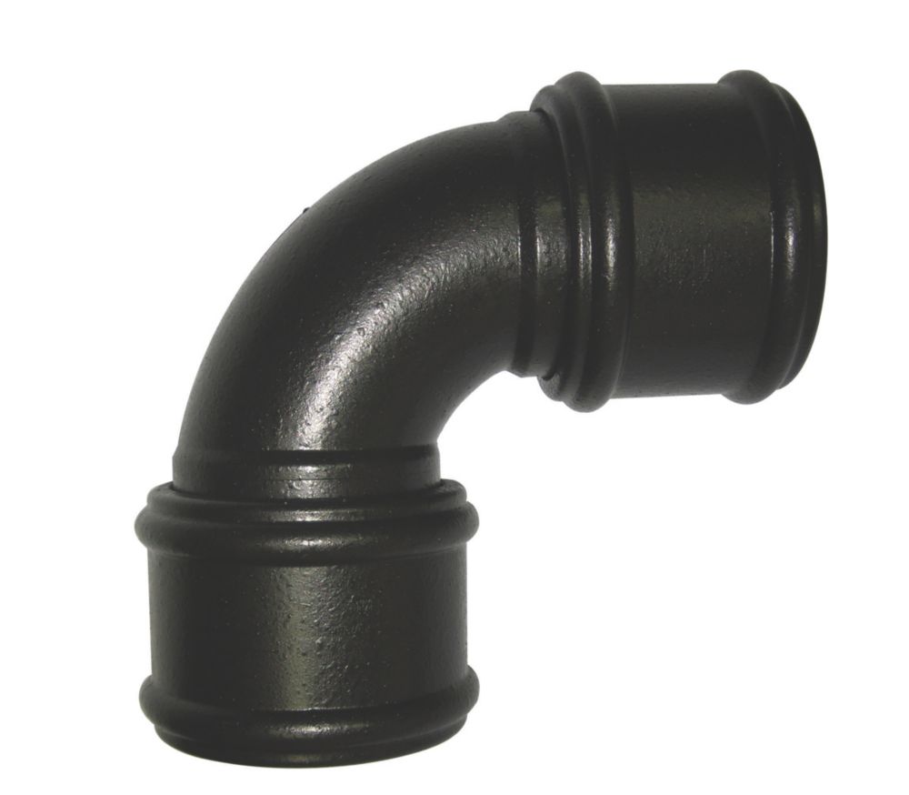FloPlast Cast Iron Effect PushFit 92.5° Double Socket Bend Black 110mm