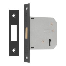 Smith & Locke  3 Lever Matt Black Deadlock 76mm Case - 57mm Backset