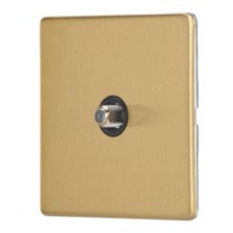 Contactum Lyric 1-Gang F-Type Satellite Socket Brushed Brass with Black Inserts