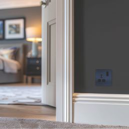 British General Evolve 13A 1-Gang SP Switched Socket Blue  with Black Inserts