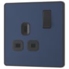 British General Evolve 13A 1-Gang SP Switched Socket Blue  with Black Inserts