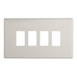 Contactum Lyric 4-Module Grid Faceplate Brushed Steel