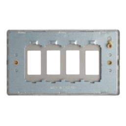 Contactum Lyric 4-Module Grid Faceplate Brushed Steel