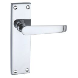 Smith & Locke  Fire Rated Latch Door Handles Pair Polished Chrome