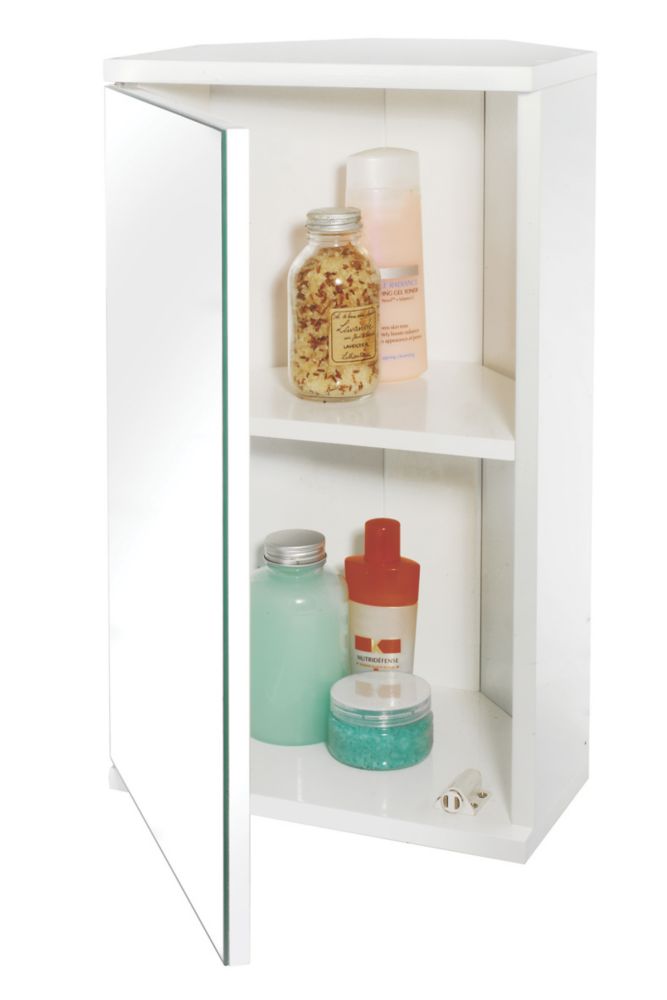 Croydex 1 Door Bathroom Corner Cabinet White 300mm x 240mm x 500mm