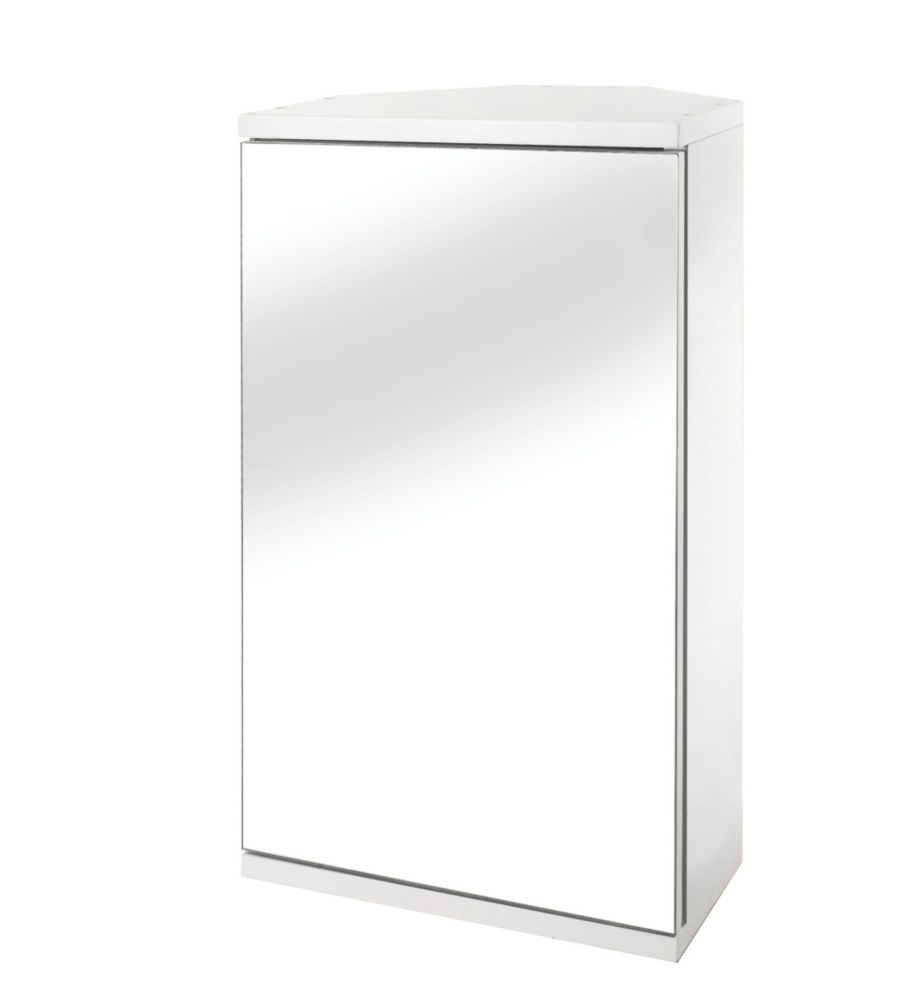 Croydex  1-Door Bathroom Corner Cabinet White  300 x 240 x 500mm