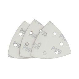 Flexovit Delta A203F 60 / 80 / 120 Grit 6-Hole Punched Multi-Material Sanding Triangles 95mm x 95mm 6 Pack