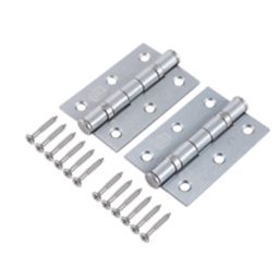 Smith & Locke  Satin Chrome Grade 7 Fire Rated Ball Bearing Door Hinges 76mm x 51mm 2 Pack