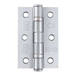 Smith & Locke  Satin Chrome Grade 7 Fire Rated Ball Bearing Door Hinges 76mm x 51mm 2 Pack