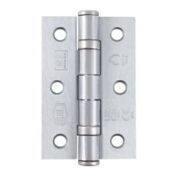 Smith & Locke  Satin Chrome Grade 7 Fire Rated Ball Bearing Door Hinges 76mm x 51mm 2 Pack