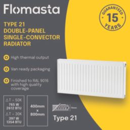 Flomasta 400mm x 800mm 2612BTU White Type 21 Convector Radiator