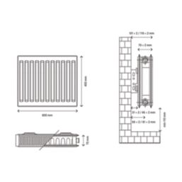 Flomasta 400mm x 800mm 2612BTU White Type 21 Convector Radiator