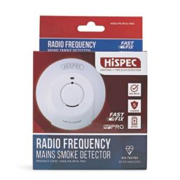 Hispec HSSA/PE/RF10-PRO  Mains Interlinked Mains Powered Fast Fix Interlinked Smoke Alarm With Radio Frequency 10 Year Sealed Lithium Battery