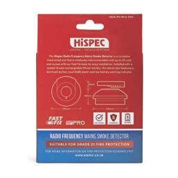 Hispec HSSA/PE/RF10-PRO  Mains Interlinked Mains Powered Fast Fix Interlinked Smoke Alarm With Radio Frequency 10 Year Sealed Lithium Battery