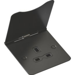 Knightsbridge FPR7UMB 13A 1-Gang Unswitched Floor Socket Matt Black with Black Inserts
