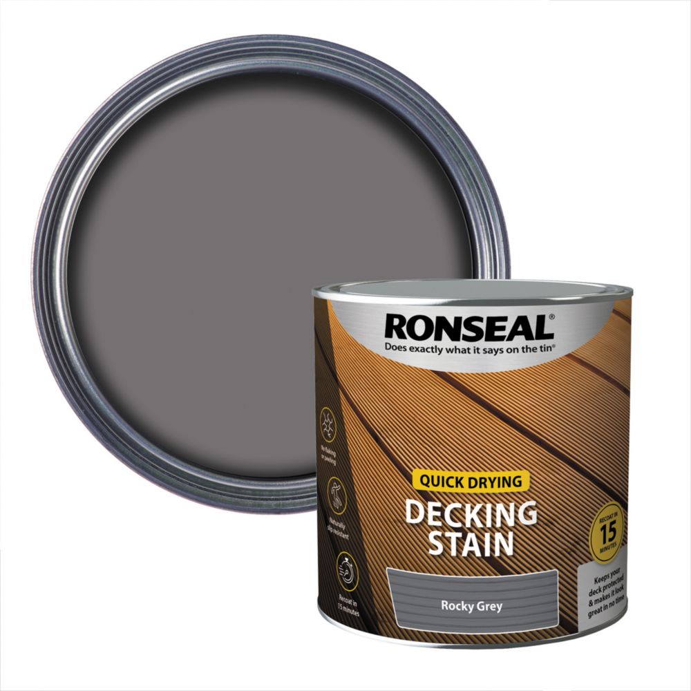 Ronseal Quick Drying 2.5Ltr Rocky Grey Anti Slip Decking Stain Screwfix