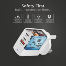 Masterplug 3-Outlet Type A & C Plug-In USB Charger 3.35A