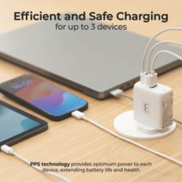 Masterplug 3-Outlet Type A & C Plug-In USB Charger 3.35A