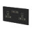 Varilight  13AX 2-Gang Unswitched Socket + 2.1A 10.5W 2-Outlet Type A USB Charger Jet Black with Black Inserts