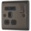 British General Nexus Metal 13A 1-Gang SP Switched Socket + 3A 18W 2-Outlet Type A & C USB Charger Black Nickel with Black Inserts