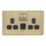 LAP  13A 2-Gang SP Switched Socket + 2.4A 12W 2-Outlet Type A & C USB Charger Antique Brass with Black Inserts