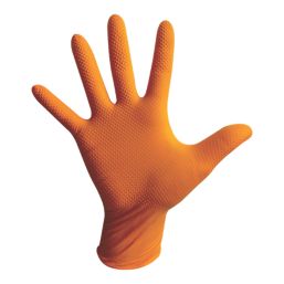 Site SDG310 Nitrile Powder-Free Disposable Grip Gloves Orange X Large 50 Pack