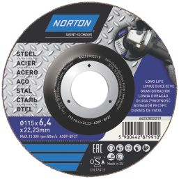 Norton  Metal Grinding Discs 115mm (4 1/2") x 22.23mm 5 Pack