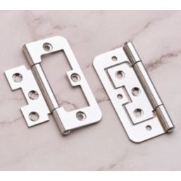Smith & Locke Polished Chrome  Flush Hinges 75mm x 55mm 2 Pack