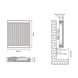 Flomasta 700mm x 800mm 2960BTU White Type 11 Convector Radiator