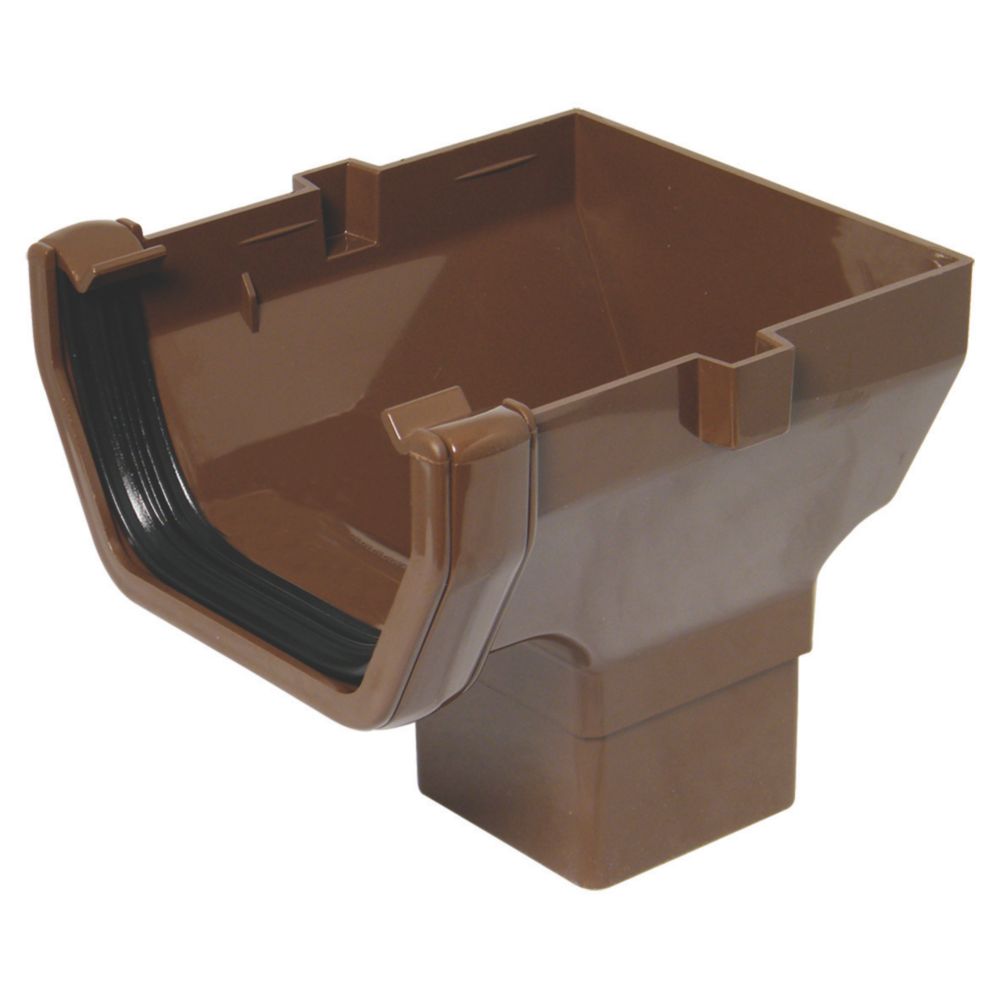 FloPlast uPVC Square Stop End Outlet Brown 114mm x 65mm - Screwfix