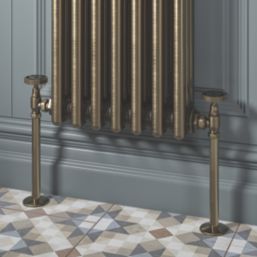 ETAL Rotor 10mm x 1/2" Antique Brass Angled Designer Manual Radiator Valve Head & Body  2 Pack