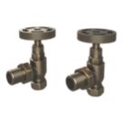 ETAL Rotor 10mm x 1/2" Antique Brass Angled Designer Manual Radiator Valve Head & Body  2 Pack