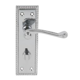 Smith & Locke  Fire Rated WC Door Handles Pair Polished Chrome