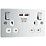 LAP  13A 2-Gang SP Switched Socket + 3.1A 15.5W 2-Outlet Type A USB Charger Polished Chrome with White Inserts
