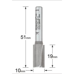 Trend 3/6X1/4TC 1/4" Shank Double-Flute Straight Router Cutter 10mm x 19mm