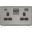 Knightsbridge  13A 2-Gang SP Switched Socket + 4.0A 20W 2-Outlet Type A & C USB Charger Black Nickel with Black Inserts