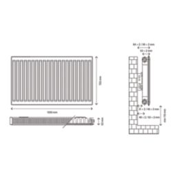 Flomasta 700mm x 1000mm 3700BTU White Type 11 Convector Radiator