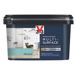 V33 2Ltr Grey Blue Satin Acrylic Multi Surface Paint